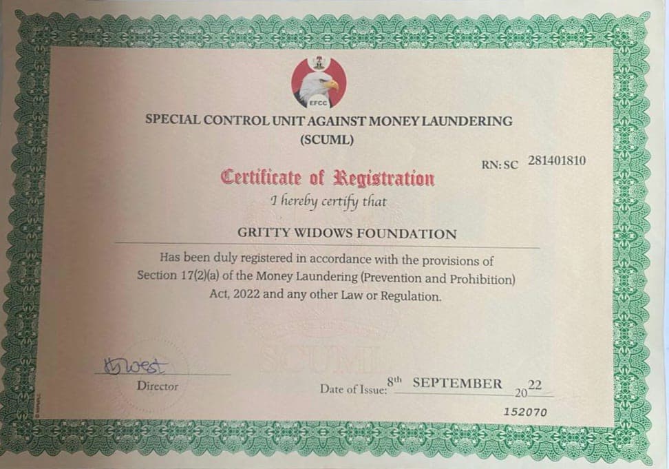 SCUML Registration Certificate